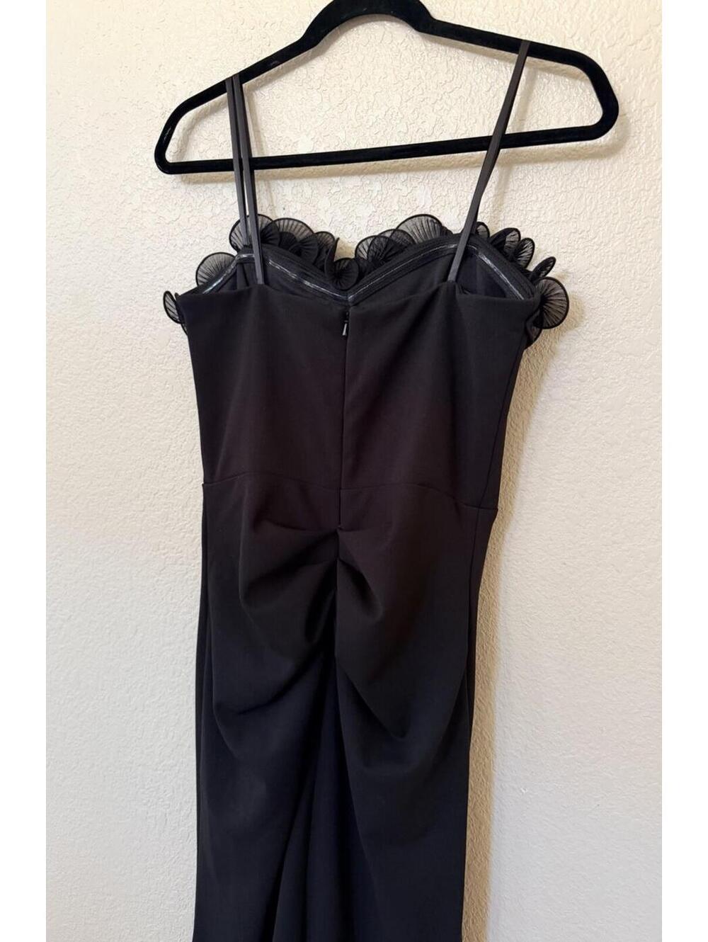 New Xscape KIMBERLY SCUBA CREPE CHIFFON RUFFLE STRAPLESS FLOOR LENGTH DRESS Sz 6 - Picture 9 of 11